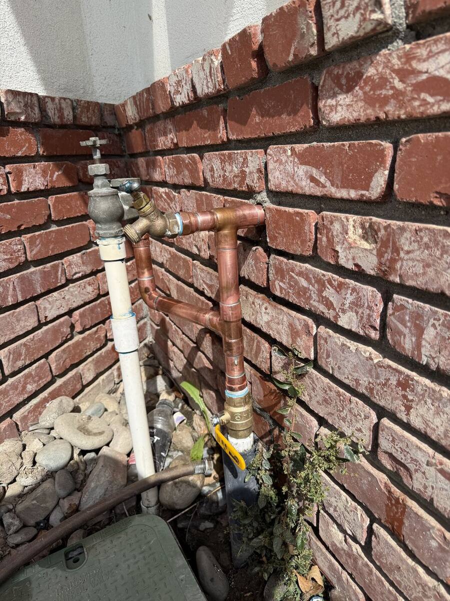 New copper main water line with a ball valve installed in Bakersfield