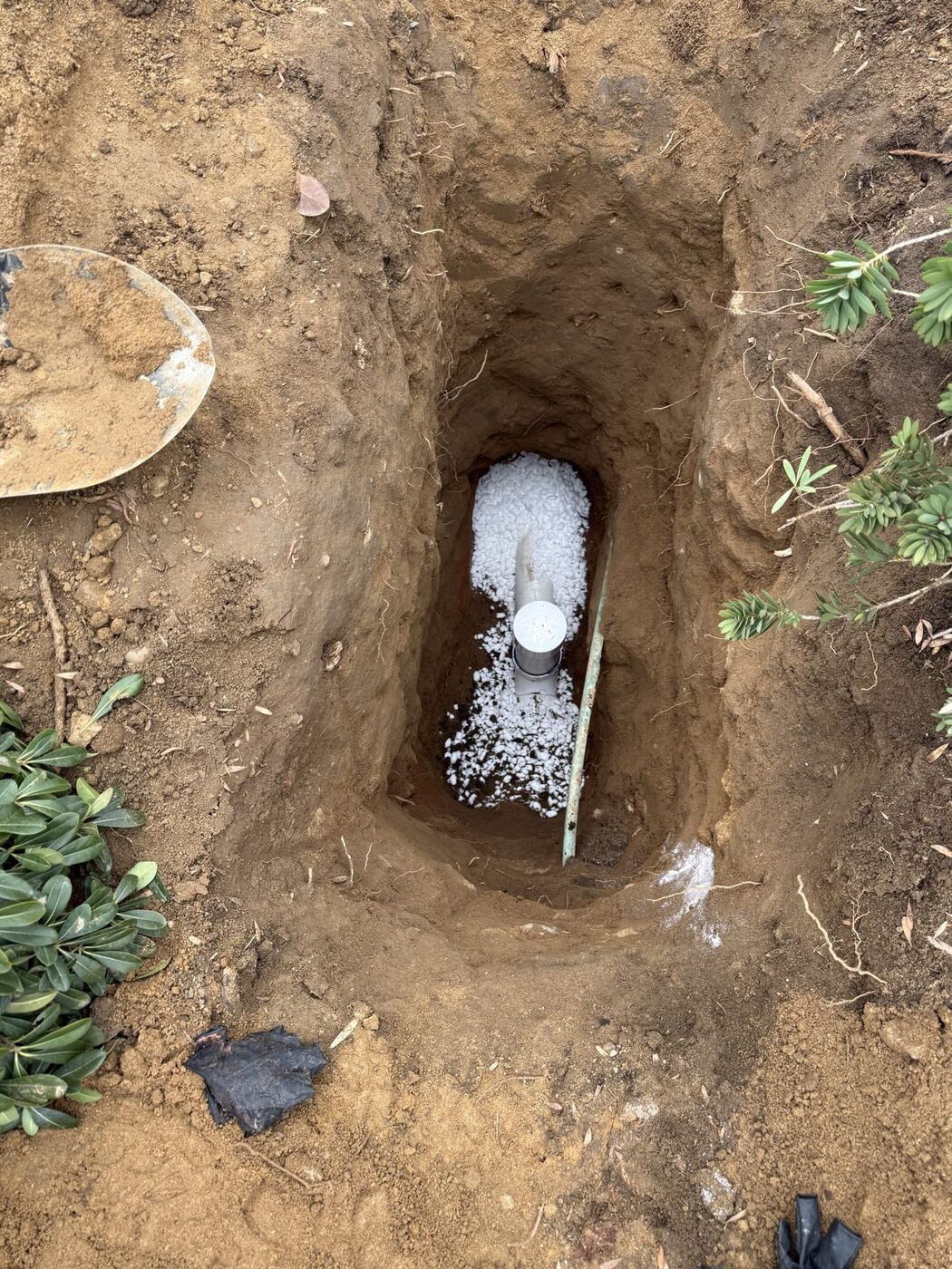 Excavated sewer cleanout in Bakersfield, CA